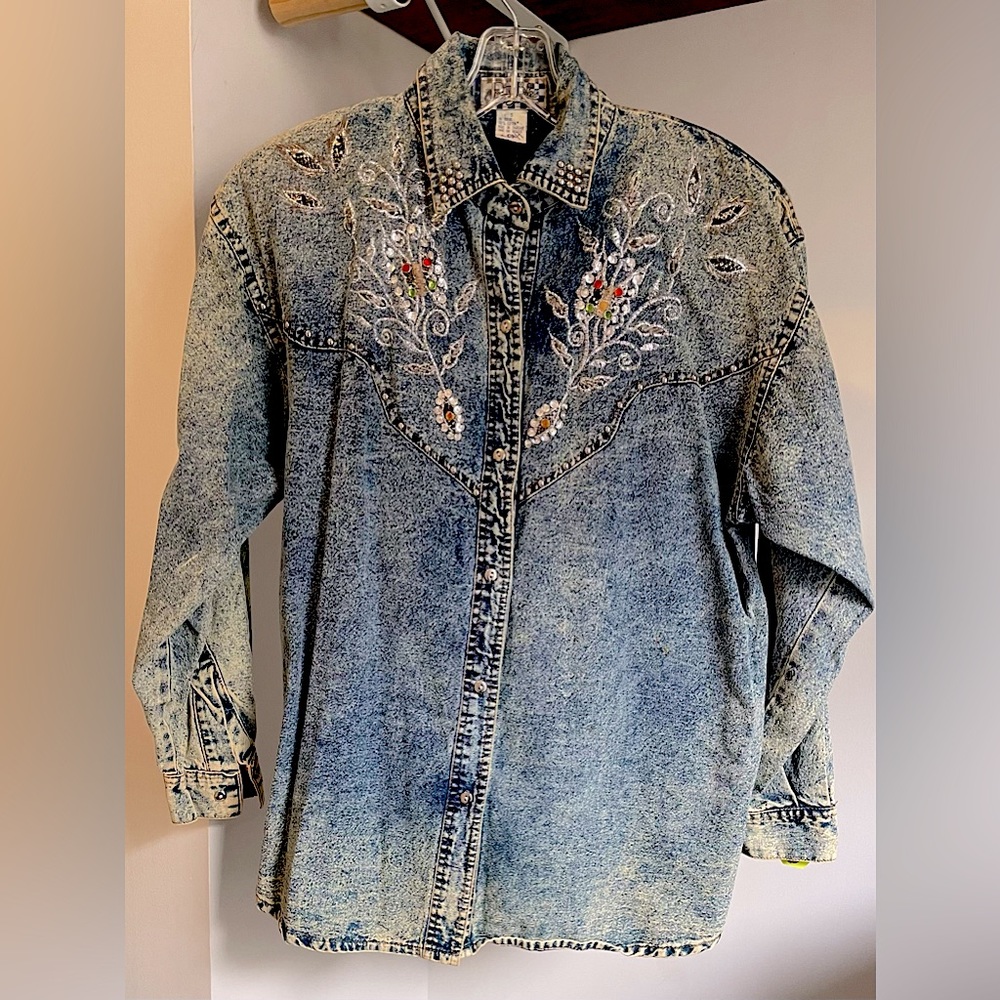 Vintage butterfly denim jacket